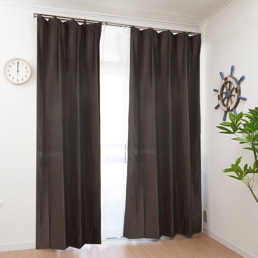 厚地カーテン　幅200cm×丈220cm 2枚　ブラウン　ロング カーテン 丈220 幅200 2枚」の人気商品一覧 | 安い商品を通販